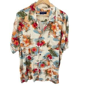 Hathaway Mens Button Down Shirt Tropical Hawaiian Classic Beach Multicolor XL